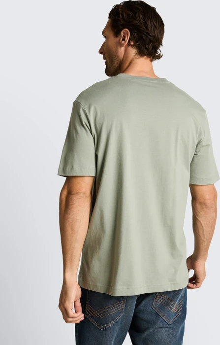Tom Tailor Logo-Print T-Shirt kurzarm greyish shadow olive (Herren)