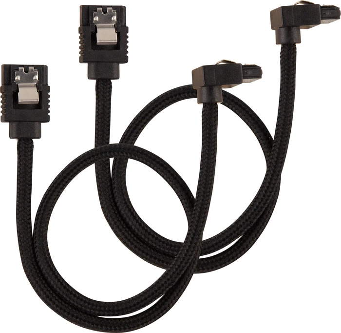 Corsair Premium Sleeved SATA 6Gb/s Kabel schwarz 0.3m, gewinkelt