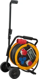 Brennenstuhl Brobusta CEE 2 FI Gewerbe-/Baustellen-Kabeltrommel mit Wagen, CEE 400V/32A auf 3x Schuko + 1x CEE 400V/16A + 1x CEE 400V/32A, 30m, IP44, H07RN-F 5G4,0