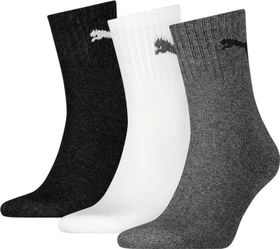 Puma Kurze Crew Socken grey/white/black, 3 Paare