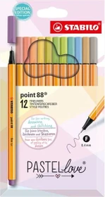 STABILO point 88 Pastellove sortiert, 12er-Set, Kunststoffetui