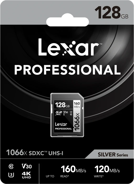 Lexar Professional 1066x Silver Series R160/W120 128GB, UHS-I U3, Class 10