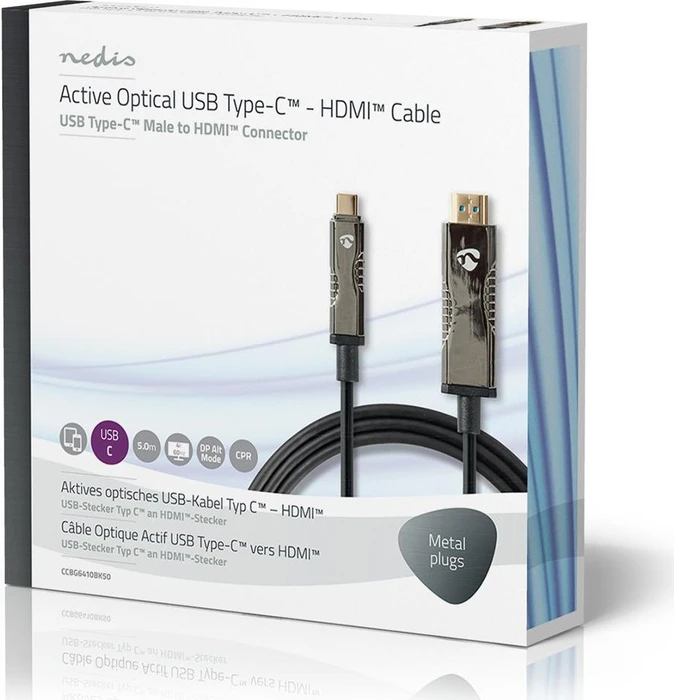 Nedis USB-C 3.1 [Stecker] auf HDMI [Stecker] 4K 60Hz Adapterkabel schwarz, 5m