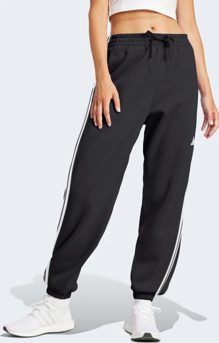adidas Essentials 3-Streifen French Terry Cuffed Trainingshose lang schwarz/weiß (Damen)