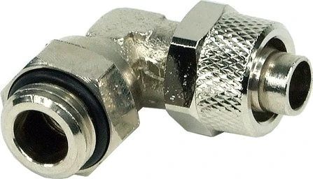 Aquatuning HF Schlauchanschluss, 90°, G1/4" AG auf 11/8mm drehbar, silber vernickelt