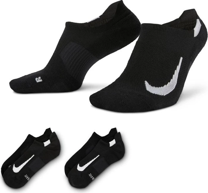 Nike Multiplier No-Show Laufsocken schwarz/weiß, 2 Paare