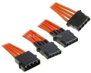 BitFenix Alchemy 4-Pin Molex auf 3x 4-Pin Molex 55cm, sleeved orange