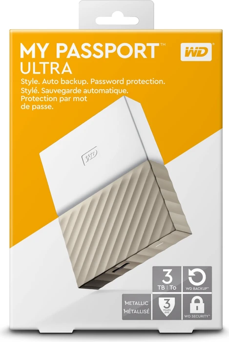 Western Digital WD My Passport Ultra, weiß/gold, 3TB, USB 3.0 Micro-B