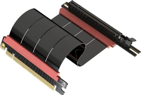 LinkUP AVA5 v2 Riser Kabel, links gerichtet, gewinkelt, PCIe 5.0, 150mm, schwarz/rosa