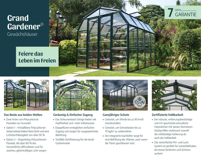 Palram Canopia Grand Gardener 8x8 Gewächshaus grün