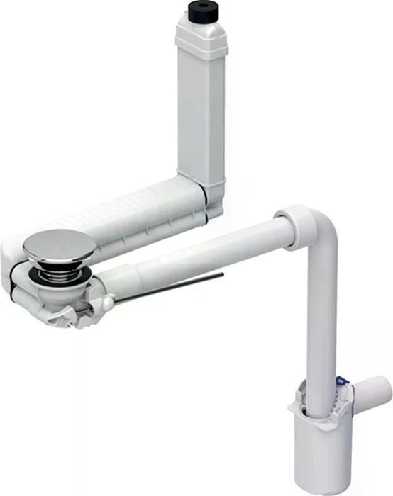 Geberit Clou Waschbeckenablauf Raumsparmodell, schmale Ausführung, mit Hebelbetätigung und Ventilabdeckung, 32mm