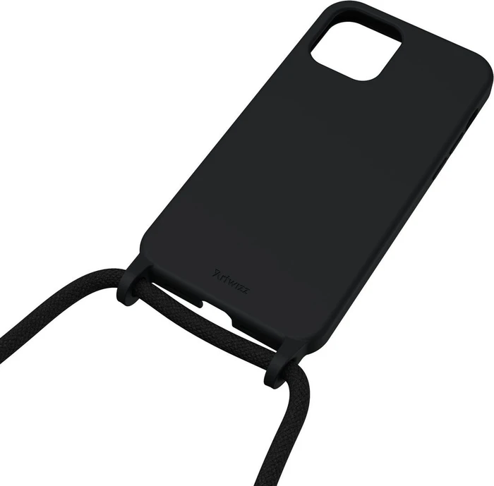 Cover MagSafe con diamantini per iPhone 12 - bordo viola - Italiano