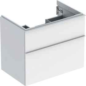 Geberit iCon Unterschrank für Handwaschbecken mit 2 Schubladen 74cm, Korpus und Front: weiß/lackiert hochglänzend, Griff: weiß/pulverbeschichtet matt