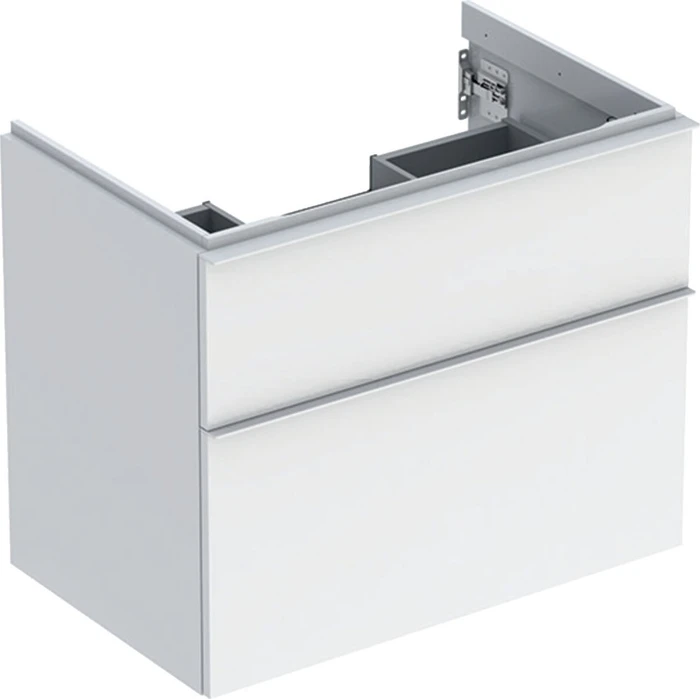 Geberit iCon Unterschrank für Handwaschbecken mit 2 Schubladen 74cm, Korpus und Front: weiß/lackiert hochglänzend, Griff: weiß/pulverbeschichtet matt