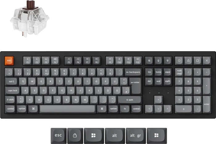 Keychron K10 Max, schwarz/grau, LEDs RGB, Keychron Super BROWN, USB/Bluetooth, DE