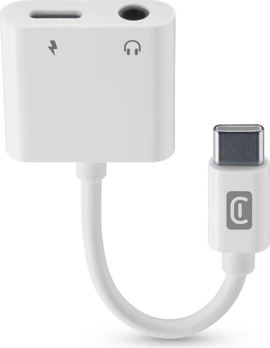 Cellularline Adapter Sound & Charge USB Type-C auf 1x USB Type-C und 3.5mm Klinkenbuchse weiß