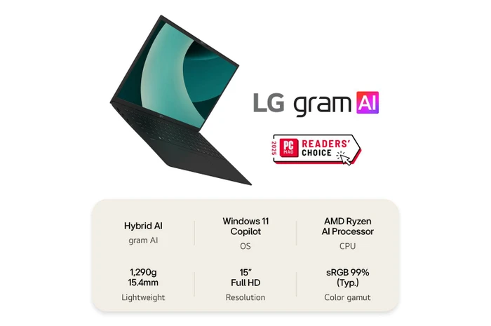 LG gram 15 (2025), schwarz, Ryzen AI 7 350, 32GB RAM, 1TB SSD, DE