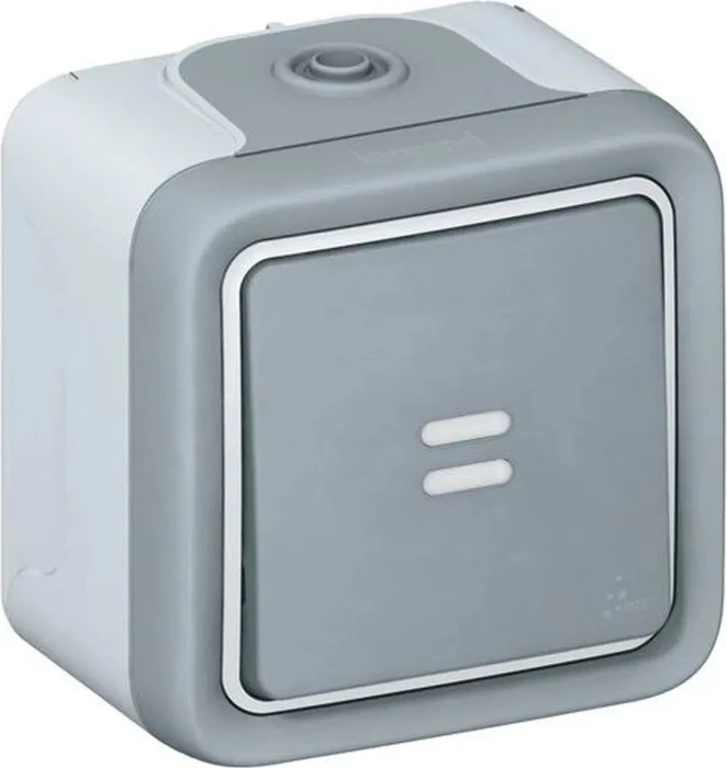 Legrand Plexo Wippschalter 1-polig Kontroll, grau
