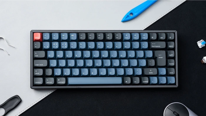 Keychron K2 Pro, 75%, schwarz/blau, LEDs RGB, hot-swap, Keychron K Pro BROWN, USB/Bluetooth, DE