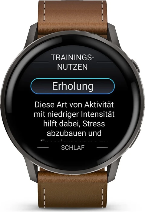 Garmin Venu 4 salte/black/brown leather