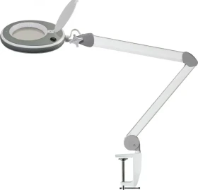 Lumeno LED Lupenleuchte 8215, 5 Dioptrien, 2,25x, mit Tischklemme weiß/grau