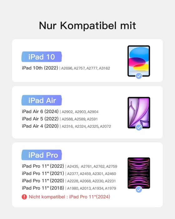 Inateck Tastatur Hülle für iPad Air 6 11"/iPad Air 5/iPad 10/iPad Pro 11", DE