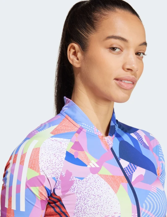 adidas Essentials 3-Streifen Pattern Clash Trikot kurzarm dark blue/lucid blue (Damen)