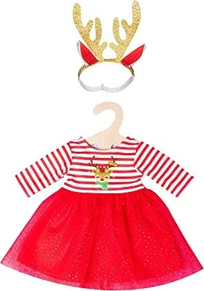 Heless Weihnachtskleid mit Haarband Rentier Rudi 28-35cm