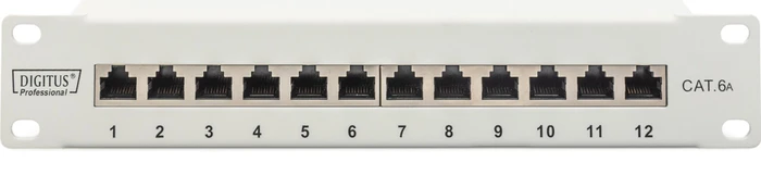 Digitus Professional Patchpanel Cat6a, 10" , geschirmt, 12-Port, 10", grau