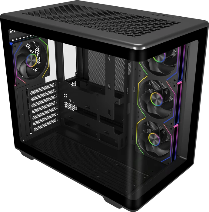 Cooler Master Elite 600 Black, schwarz, inkl. 4x Lüfter, Glasfenster