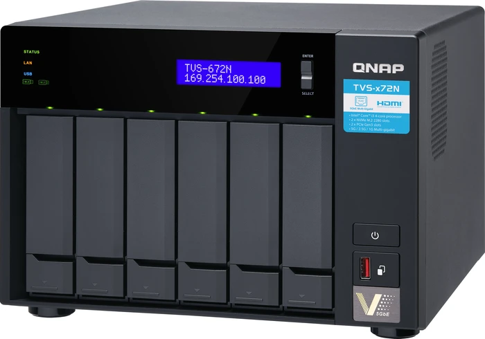QNAP TVS-672N-i3-4G 5TB, 4GB RAM, 1x RJ-45 5GBase-T, 2x RJ-45 1000Base-T
