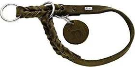 Hunter Solid Education Dressurhalsung für Hunde, Leder, weich, griffig, 45 S-M, oliv