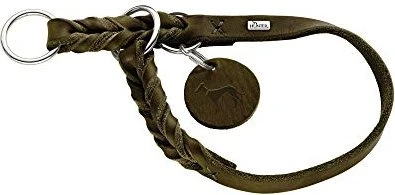 Hunter Solid Education Dressurhalsung für Hunde, Leder, weich, griffig, 45 S-M, oliv