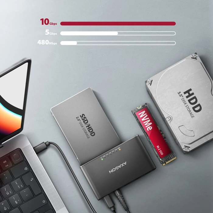 Axagon M.2/2.5"/3.5" Adapter, USB -> M.2 PCIe/SATA