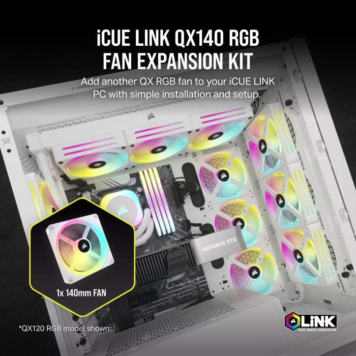Corsair iCUE LINK QX140 RGB Expansion Kit, weiß, 140mm