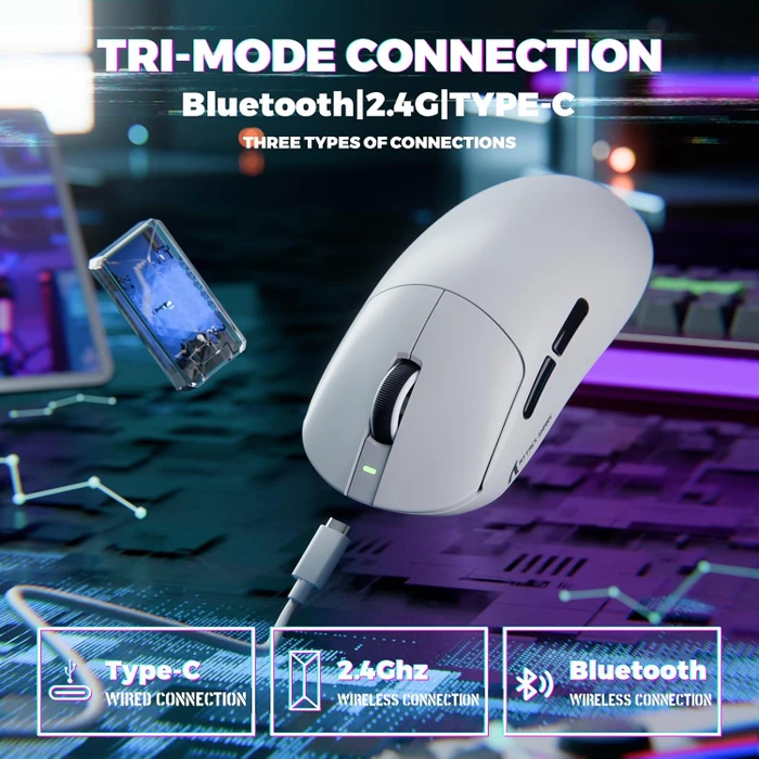 Attack Shark X8 Ultimate 8KHz Tri-mode Wireless Gaming Mouse, weiß, USB/Bluetooth