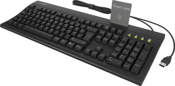 KeySonic KSK-8041U-CR mechanische Full-Size Tastatur, schwarz, mit Kartenleser, USB, DE