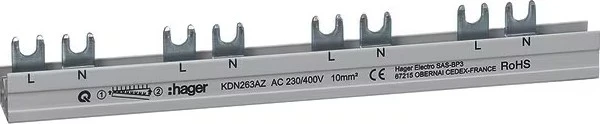 Hager Phasenschine 2P Gabelanschluss 10mm² für ARF xxxD 12 Module