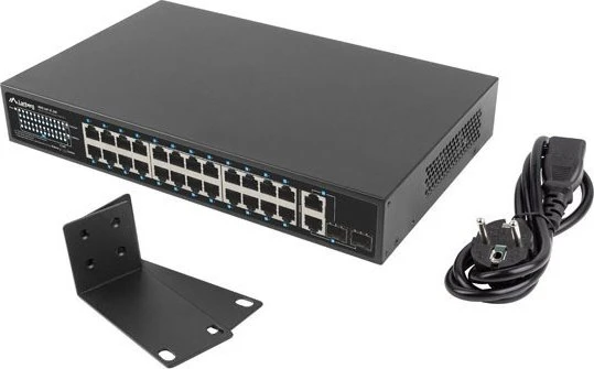 Lanberg RSFE Rackmount Switch, 24x RJ-45, 2x RJ-45/SFP, 250W PoE+