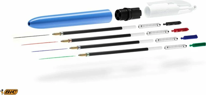 BIC 4 Colours Original 0.4mm Kugelschreiber blau/weiß, 12er-Pack