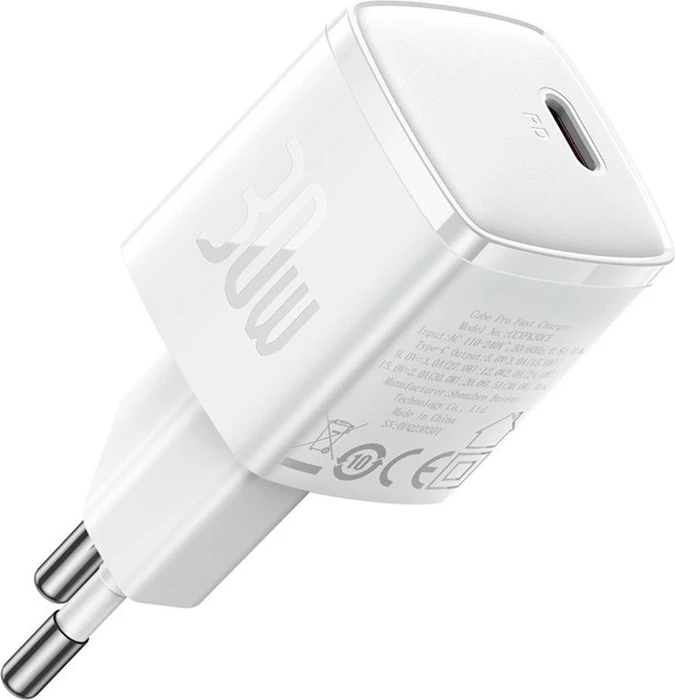 Baseus Cube Pro USB-C Schnellladegerät 30W weiß