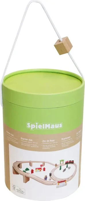 SpielMaus Holzeisenbahn in Trommel 38-tlg.