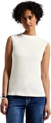 Street One Strukturtop mit Turtleneck Shirt ärmellos off white (Damen)