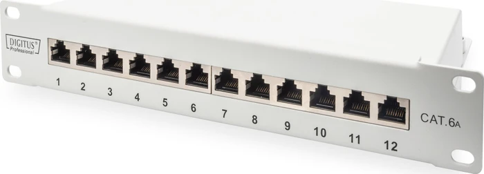Digitus Professional Patchpanel Cat6a, 10" , geschirmt, 12-Port, 10", grau