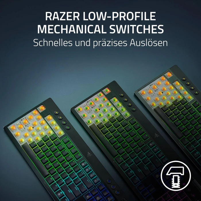 Razer BlackWidow V4 Low-Profile TKL HyperSpeed, Razer Low-Profile ORANGE Tactile, USB/Bluetooth, UK