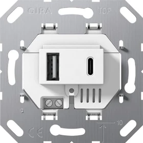 Gira Einsatz USB-Spannungsversorgung 2fach Typ A / Typ C, weiß