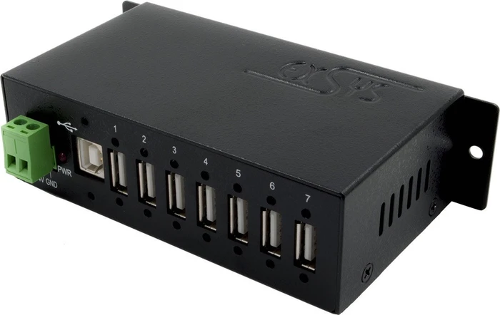 Exsys Industrial Railmount USB-Hub, 7x USB-A 2.0, USB-B 2.0 [Buchse]