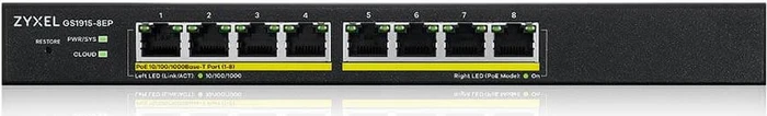 Zyxel GS1915 Desktop Gigabit Smart Switch, 8x RJ-45, 60W PoE+