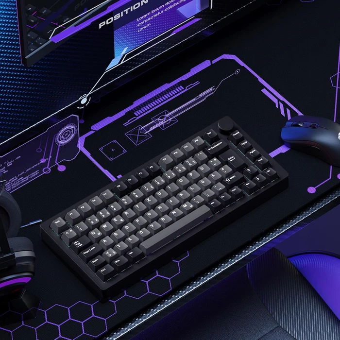 Akko Monsgeek M1 V5 TMR Mechanical Keyboard, Black & Silver, LEDs RGB, hot-swap, AstroAim Magnetic, USB/Bluetooth, DE