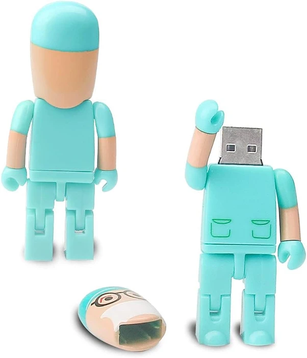 Diverse USB-Sticks Cartoon Arzt mit Mundschutz 32GB grün, USB-A, USB 2.0